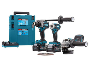 Pacote de 3 Ferramentas 40V Df001G Ga005G Td001G 2 Baterias 4Ah Carregador Caixa Makpac Dk0125G301 MAKITA